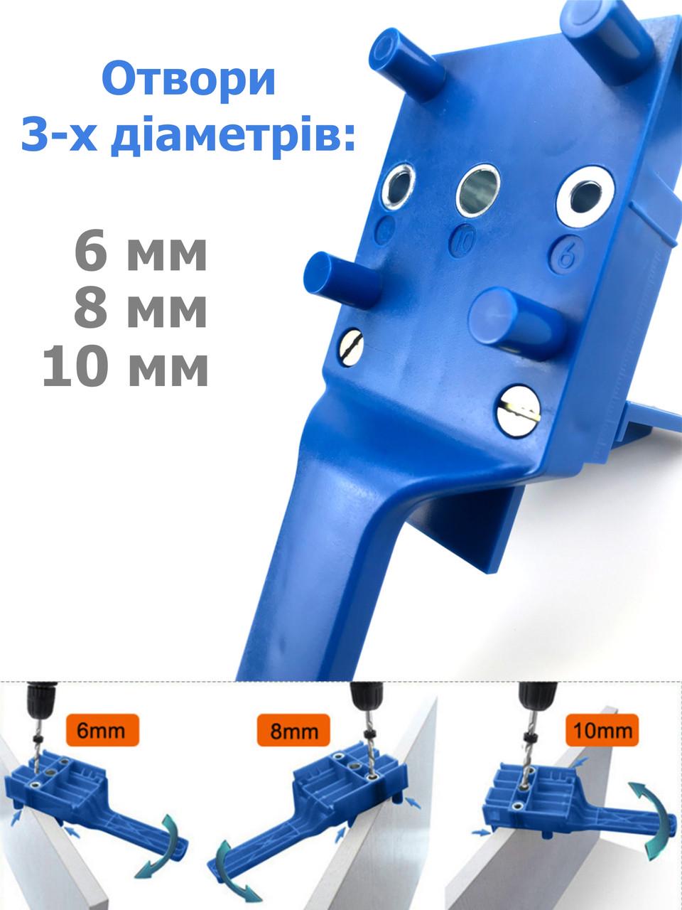 Столярний шаблон для шкантів 6/8/10 мм Blue (137853) - фото 5 Столярний шаблон для шкантів 6/8/10 мм Blue (137853) - фото 5