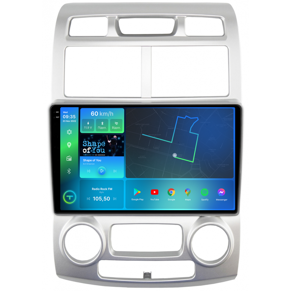 Автомагнитола штатная Torssen 2K для Kia Sportage 2 05-09 climate Европа FL9 4/64 GB 4G/Carplay/DSP 9"