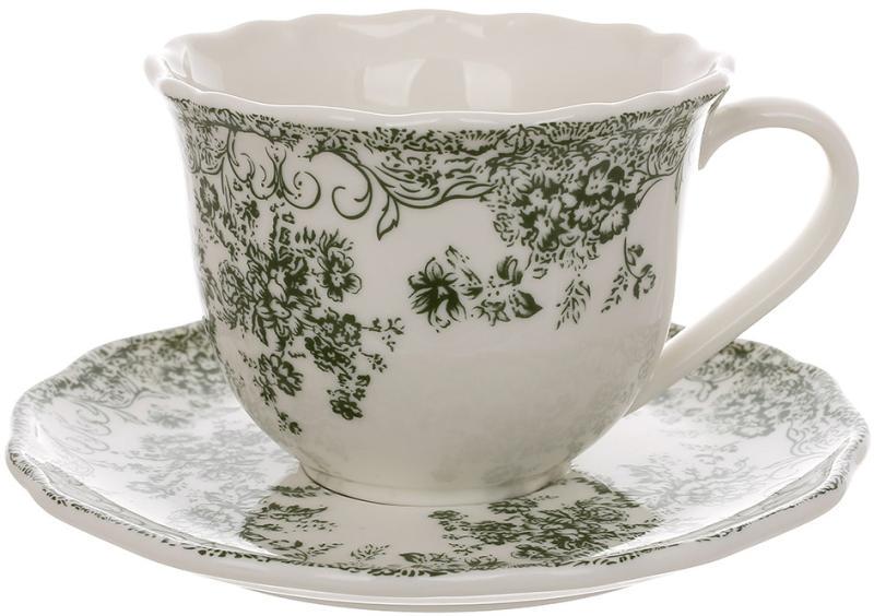 Набор чайно-кофейный фарфоровый Vintage Rose 6 чашек с блюдцами 220 мл