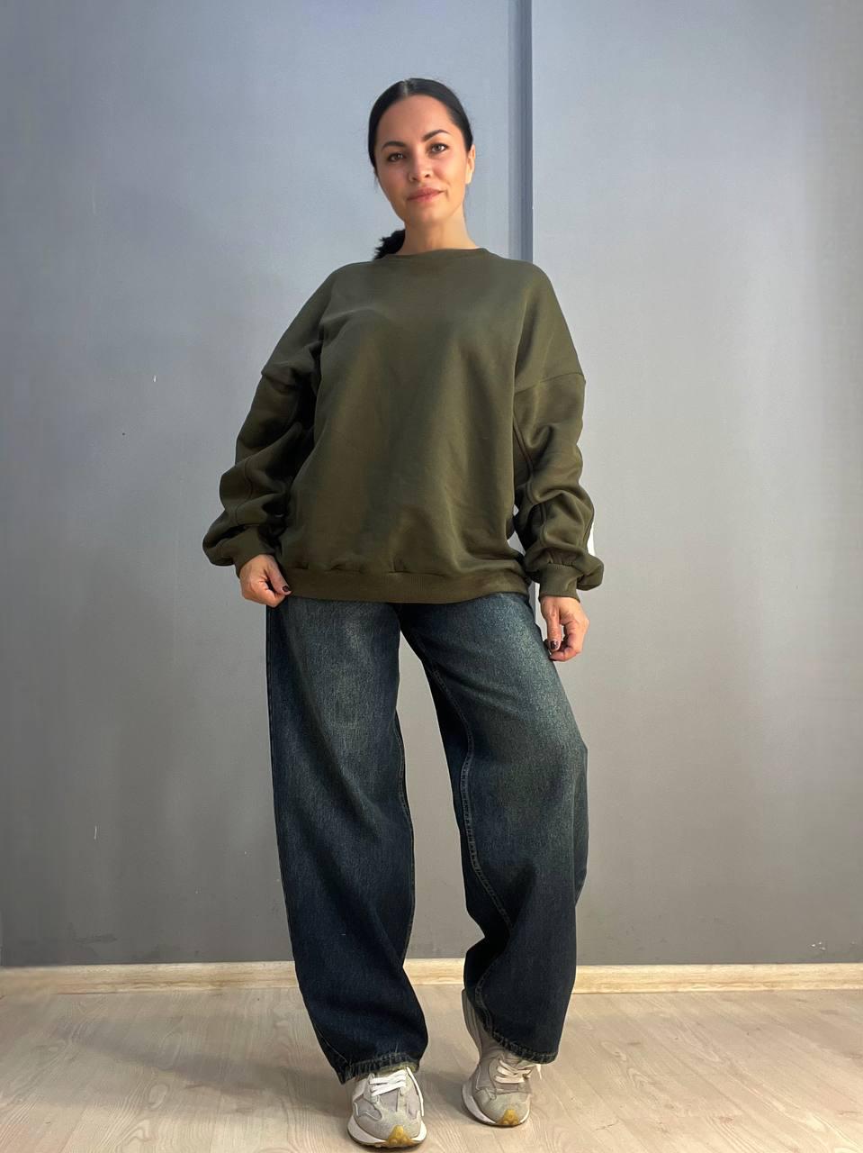 Світшот жіночий DAVRAS 6000 PLEASED подовжений утеплений на флісі OS Зелений (1244) - фото 7 Світшот жіночий DAVRAS 6000 PLEASED подовжений утеплений на флісі OS Зелений (1244) - фото 7