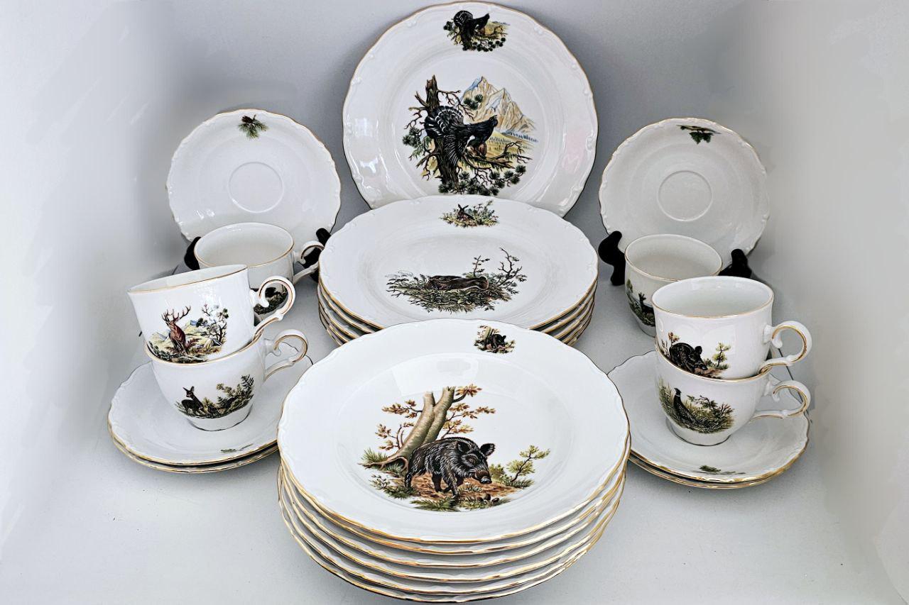 Сервіз обідній Gloria fine porcelain Bavaria Handwork Bayreuth Полювання 24 предмети (538-0005)