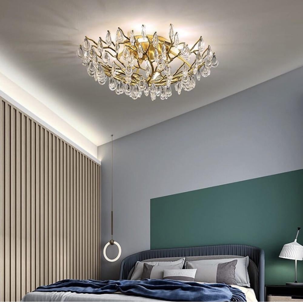 Светильник потолочный с корпусом в форме корней дерева на 10 ламп Ø 65 см (MD 6010 GD)