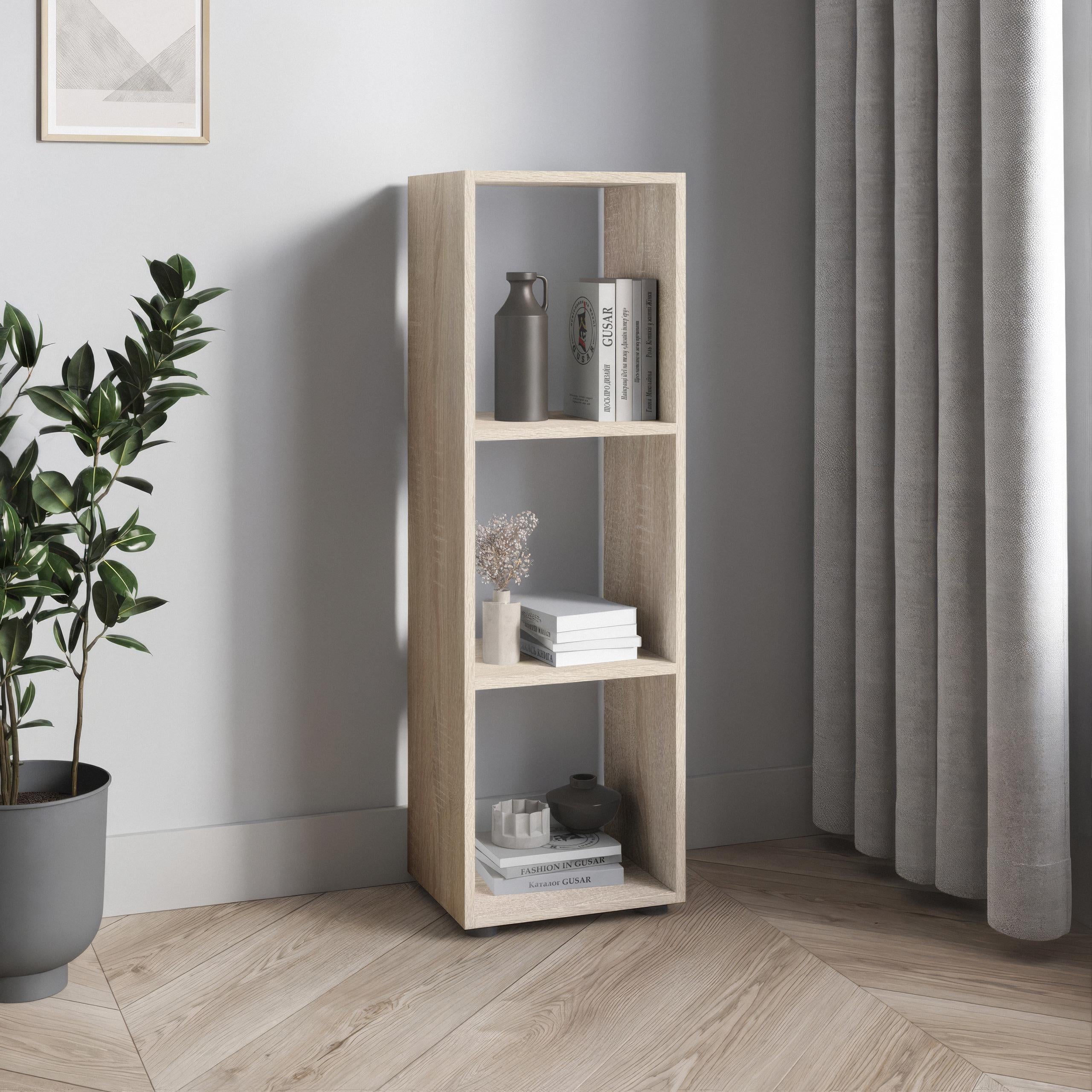 Стеллаж для книг и декора на 3 ячейки P-14 357x290x1140 мм Дуб Сонома