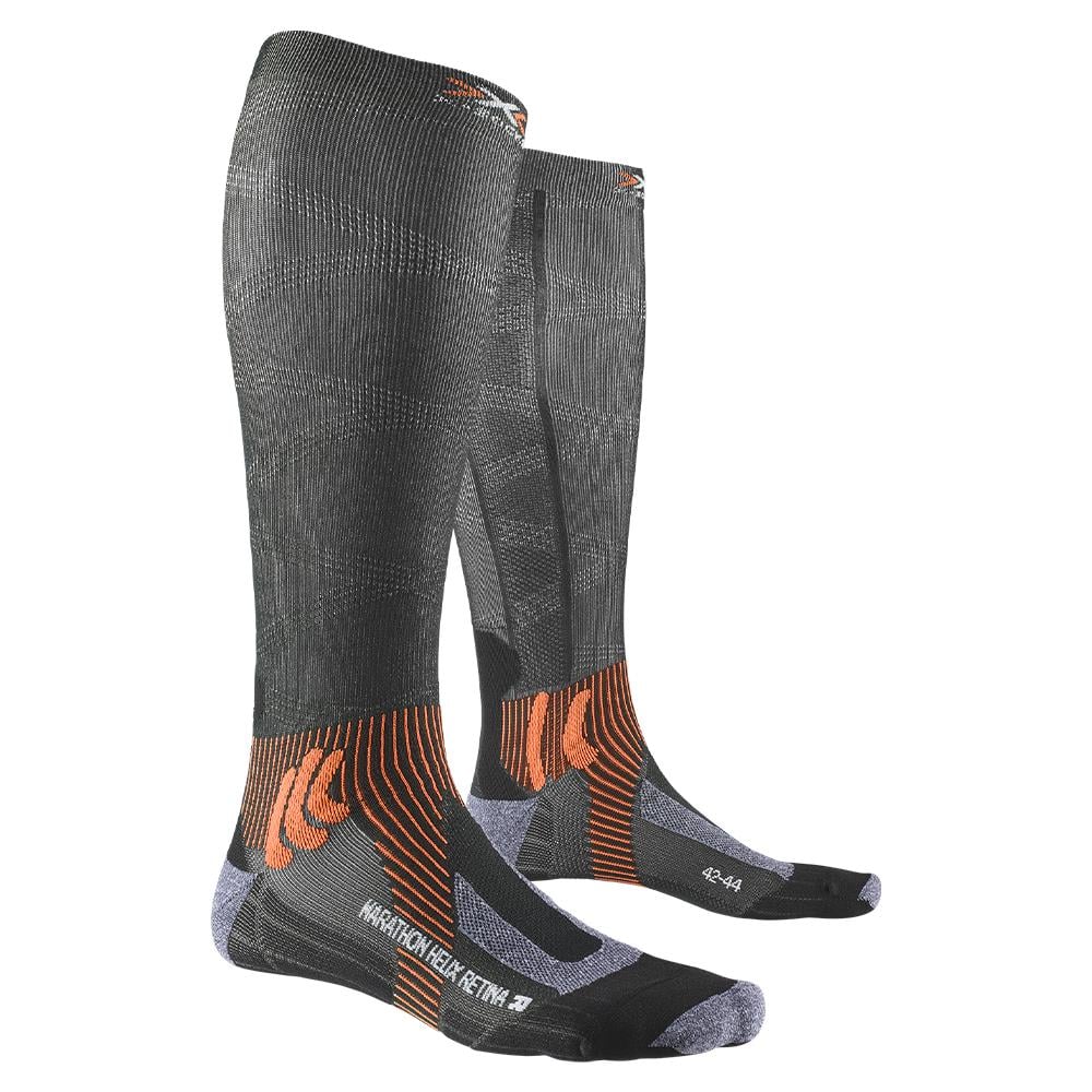 Бігові шкарпетки X-SOCKS Marathon Helix Retina 4.0 XS-RSR3S20U-G205 р. 42/44 Stone Grey Melange/X-Orange