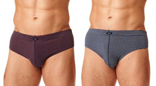 Трусы слипы мужские KEY MPР395 В22 М 2 шт . Теемно-синий с красной полоской/с бежевой полоской (5904765649748)