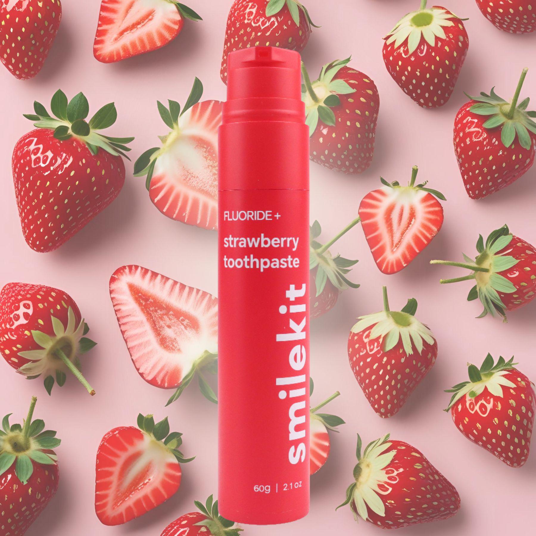 Зубная паста SmileKit с фторидом и вкусом клубники 60 г - фото 2 Зубная паста SmileKit с фторидом и вкусом клубники 60 г - фото 2