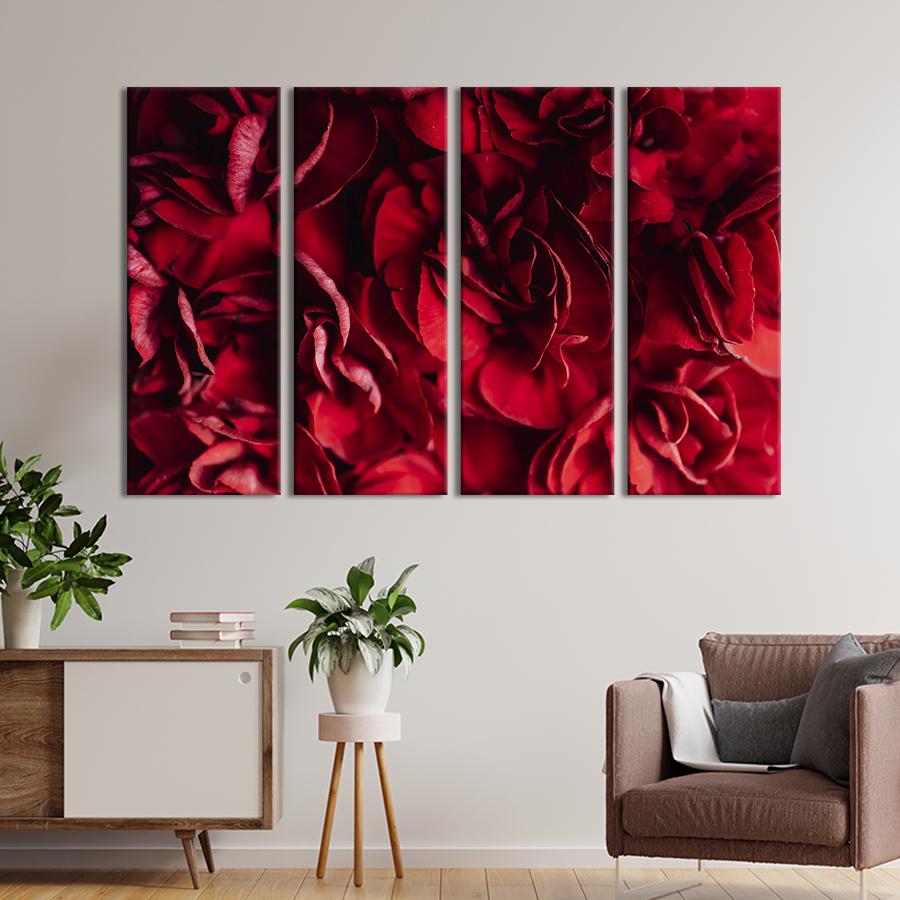 Картина на холсте Лепестки красивых алых роз 149x93 см (930-41)