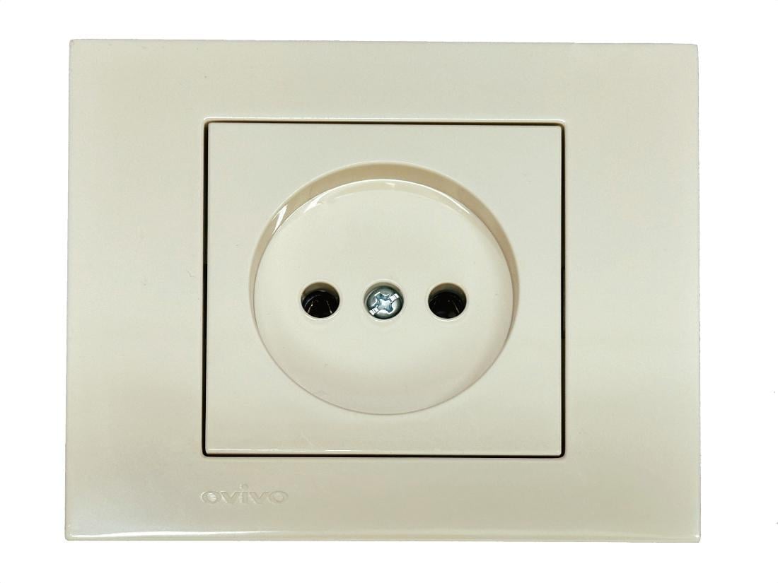 Розетка одинарная без заземления Ovivo Grano Кремовый (00000018626)