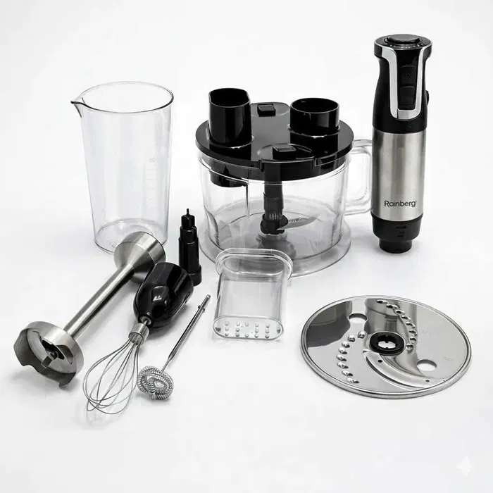 Блендер погружной Rainberg RB-2338 7в1 с чашей 1,5 л венчиком/измельчителем и насадками 1600 Вт (33003275)