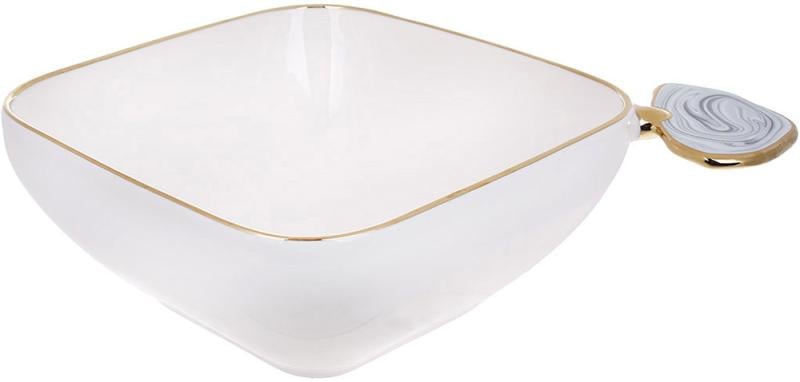 Пиала фарфоровая Gold Line с декоративной ручкой квадратная Белый 850 мл Пиала фарфоровая Gold Line с декоративной ручкой квадратная Белый 850 мл
