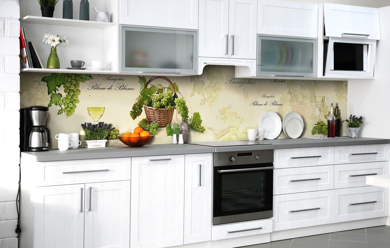 Кухонный фартук Корзина винограда виниловый самоклеющийся 60х300 см Абстракция