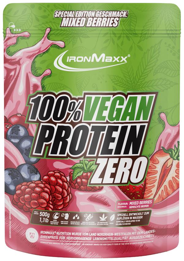 Протеїн IronMaxx 100% Vegan Protein Zero 500 g /16 servings/ Berry