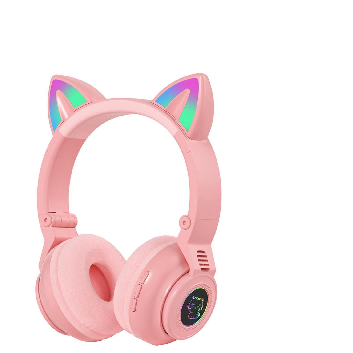 Полноразмерные наушники Cat Headset S 026 Bluetooth с подсветкой Pink