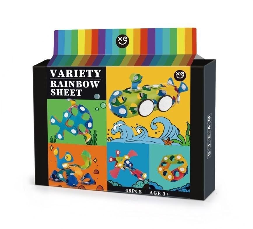 Конструктор Steam 3D магнитный развивающий Variety Rainbow Sheet 48 эл. Разноцветный (SE680792)