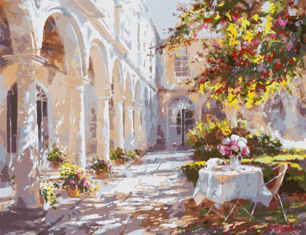 Картина по номерам Идейка Испанский дворик 50х65 см в термопакете (KHO2301)