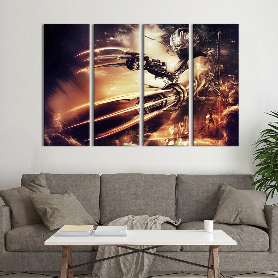 Картина модульная из 4 частей Рю Хаябуса - персонаж ниндзя Гайден XL 209x133 см (764-41)