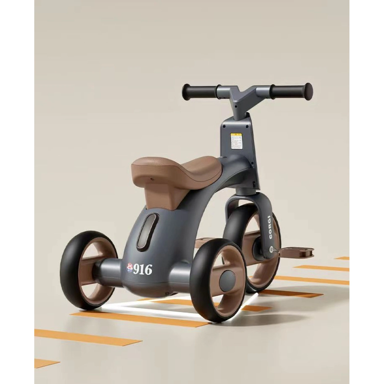 Дитячий велосипед триколісний Corgi N1 12" з музикою та LED-підсвіткою (25547476) - фото 7