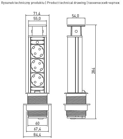 Удлинитель настольный выдвижной GTV D-60 SCHUKO 3 розетки Черный (AE-BPW3S60-20) - фото 2