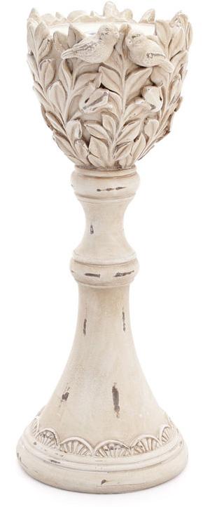 Подсвечник Saaling Лавровый букет 11х11х28 см состаренный Белый (BD-440-811)