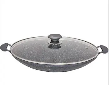 Сковорода-вок с крышкой OMS алюминиевая с антипригарным покрытием 34 см Серый (33347465)