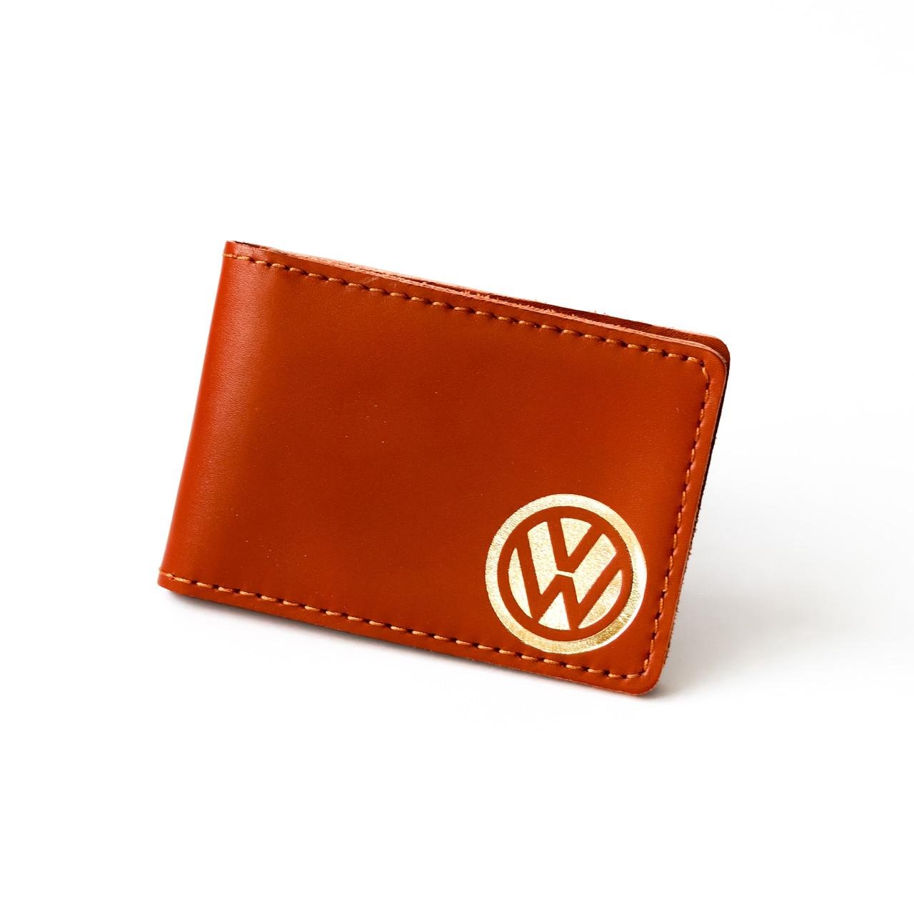 Обкладинка для автодокументів із логотипом Volkswagen Коричневий/Золотий (2137022425)