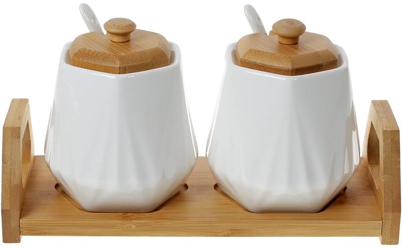 Набор фарфоровых банок Nouvelle Home Coutle на подставке 2 шт. 330 мл