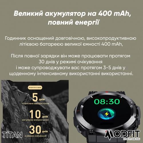 Смарт-годинник Modfit Titan All Black Чорний (1808623104) - фото 11