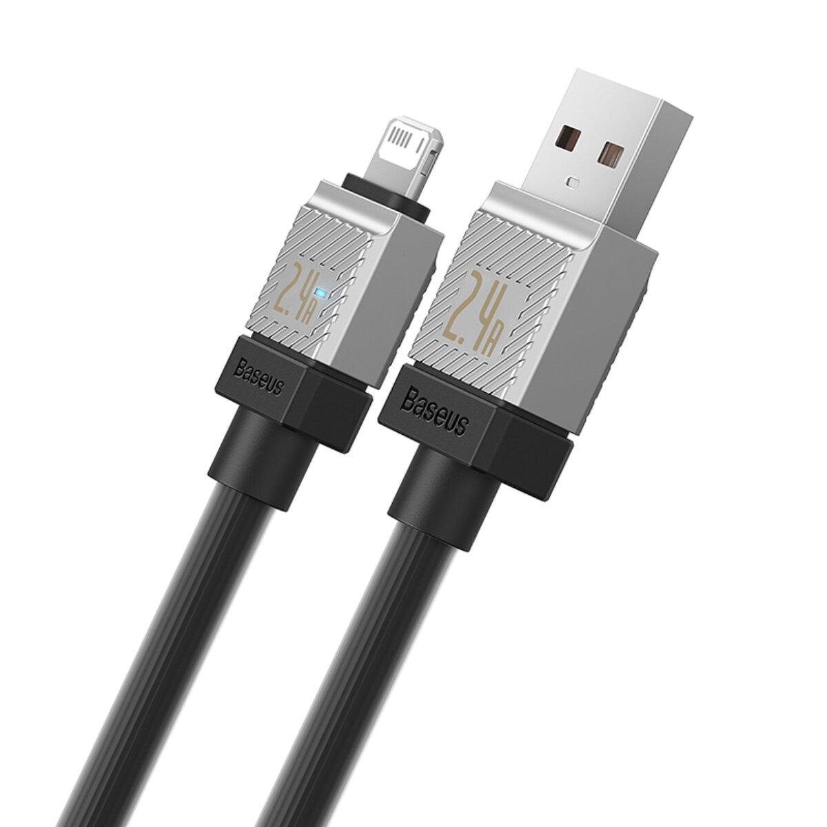 Кабель BASEUS CAKW000401 CoolPlay USB-A to Lightning швидка зарядка 2,4 A LED-індикатор 1 м Чорний (612463)