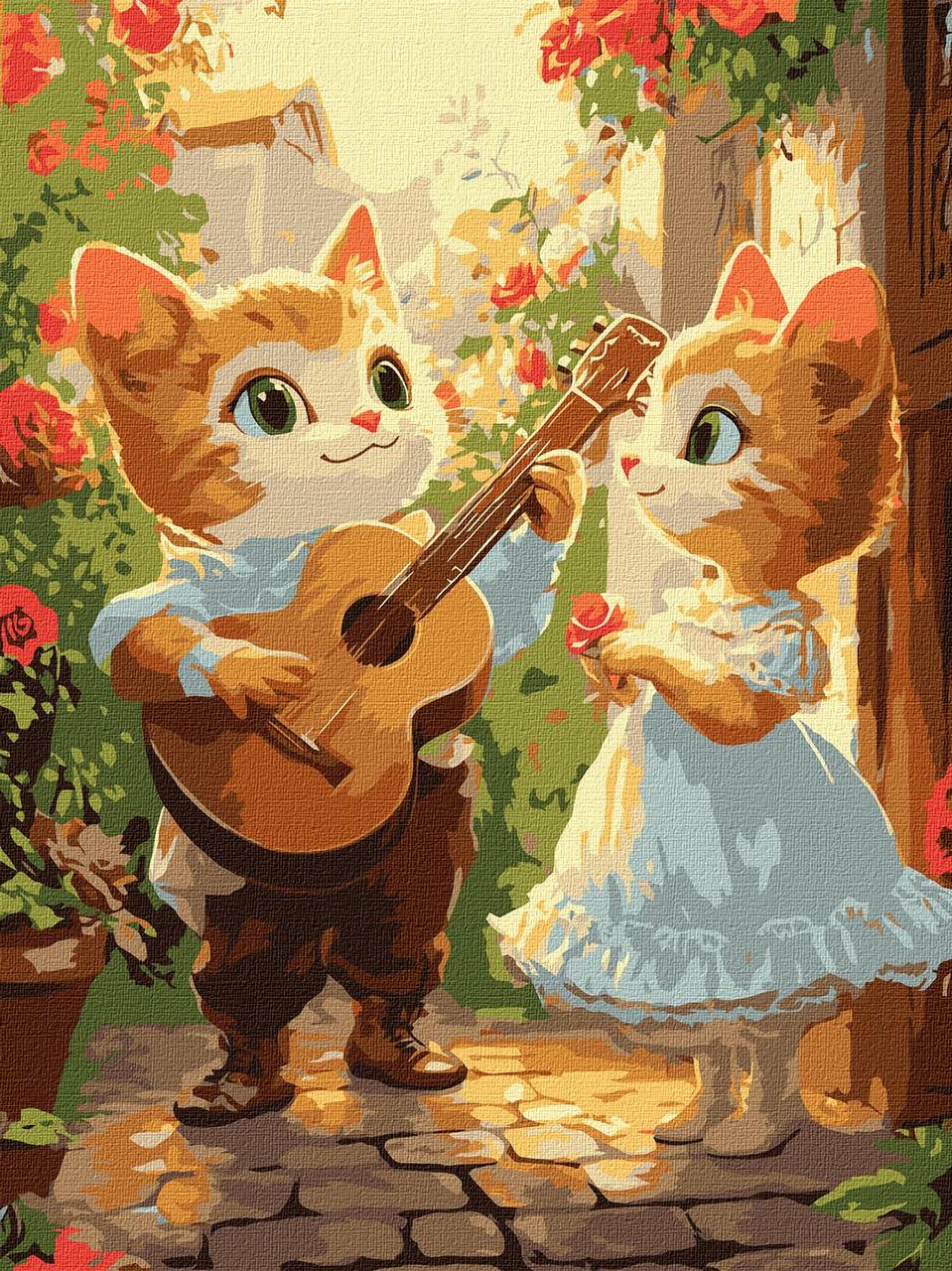 Картина по номерам Ideyka Кошачьи романсы 30х40 см (2824290084)