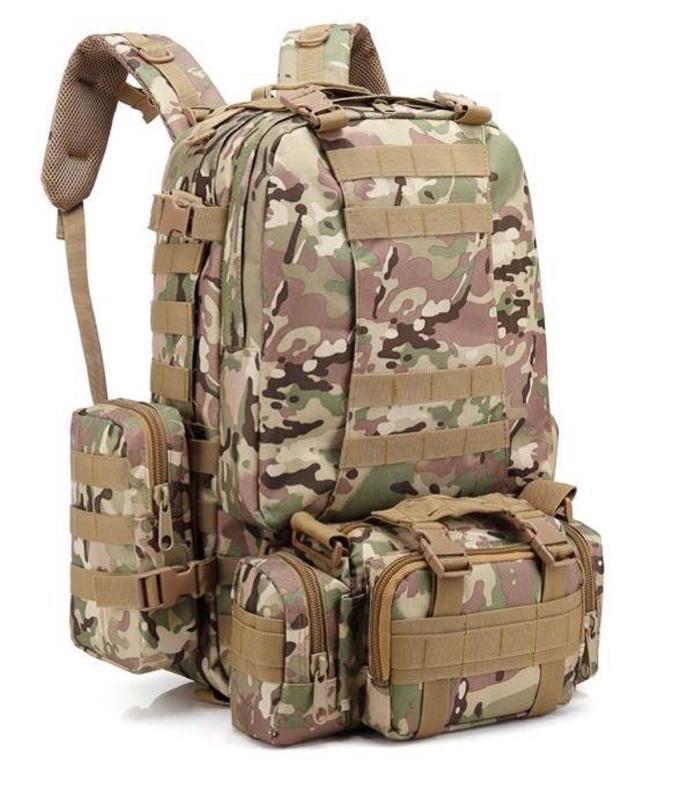 Рюкзак водонепроникний Molle комбінований 55 л 600D з 3 підсумками Мультикам