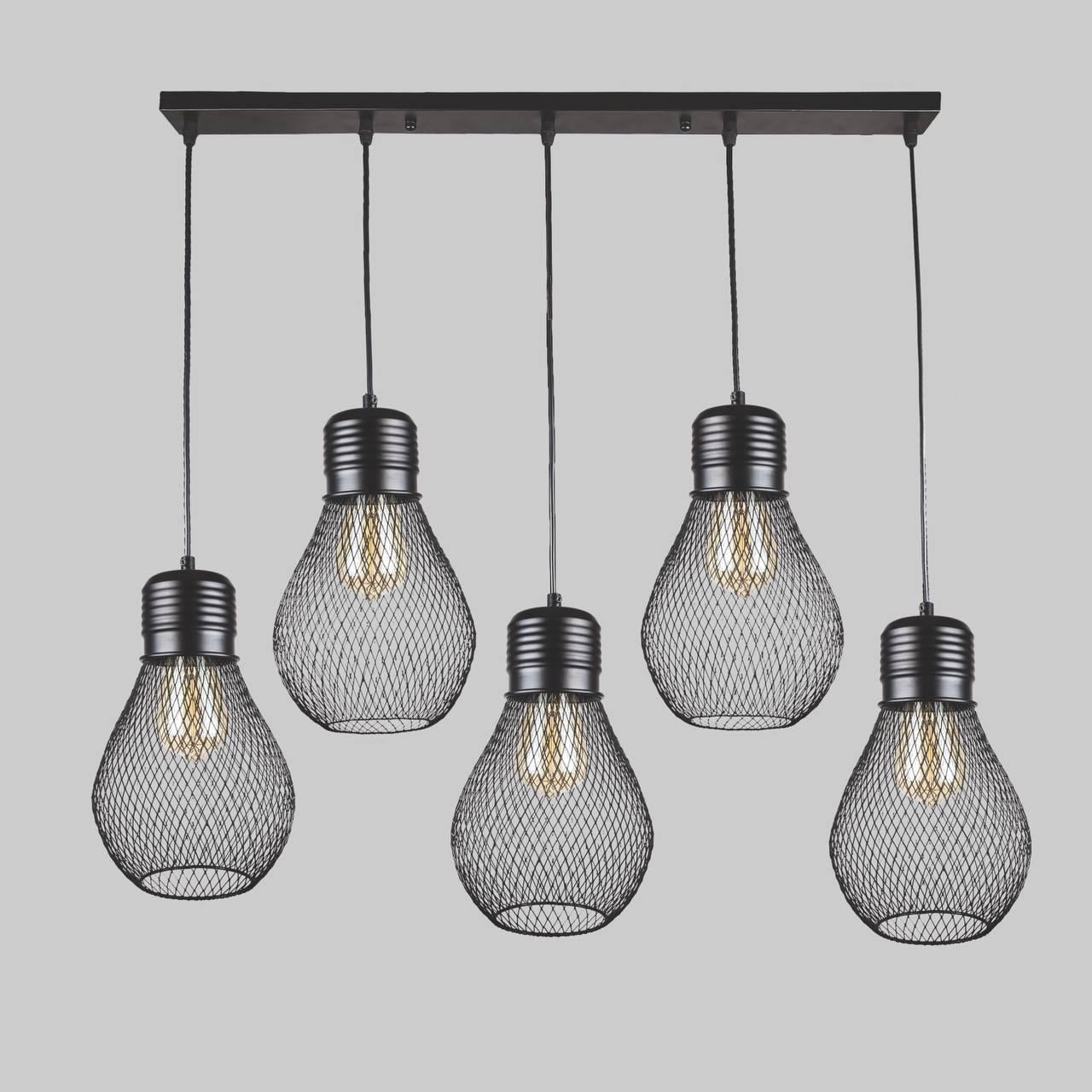 Люстра Лампочки в стиле лофт Черный (907-007F-5 BK (700) Люстра Лампочки в стиле лофт Черный (907-007F-5 BK (700)