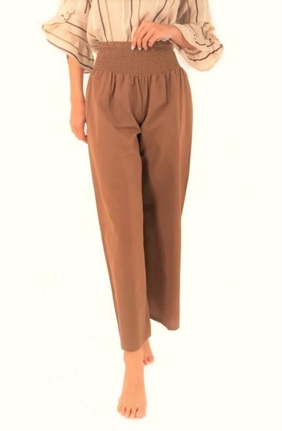 Брюки палаццо широкие с высокой талией M Бежевый