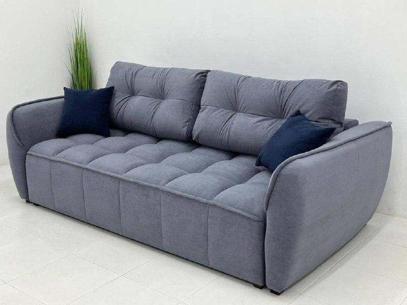 Диван раскладной Вуди Конти с цельным сиденьем дерево/ламинированная ДСП/ткань Серо-голубой