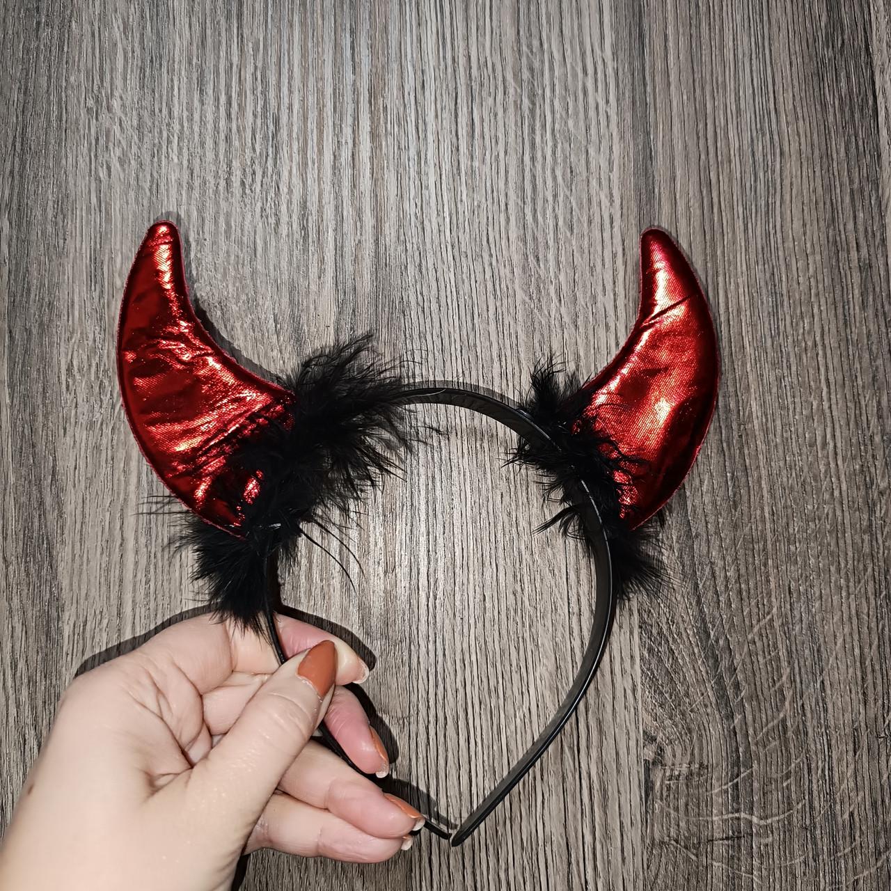 Ріжки чортика плоскі на обручі (2776498478) - фото 2 Ріжки чортика плоскі на обручі (2776498478) - фото 2