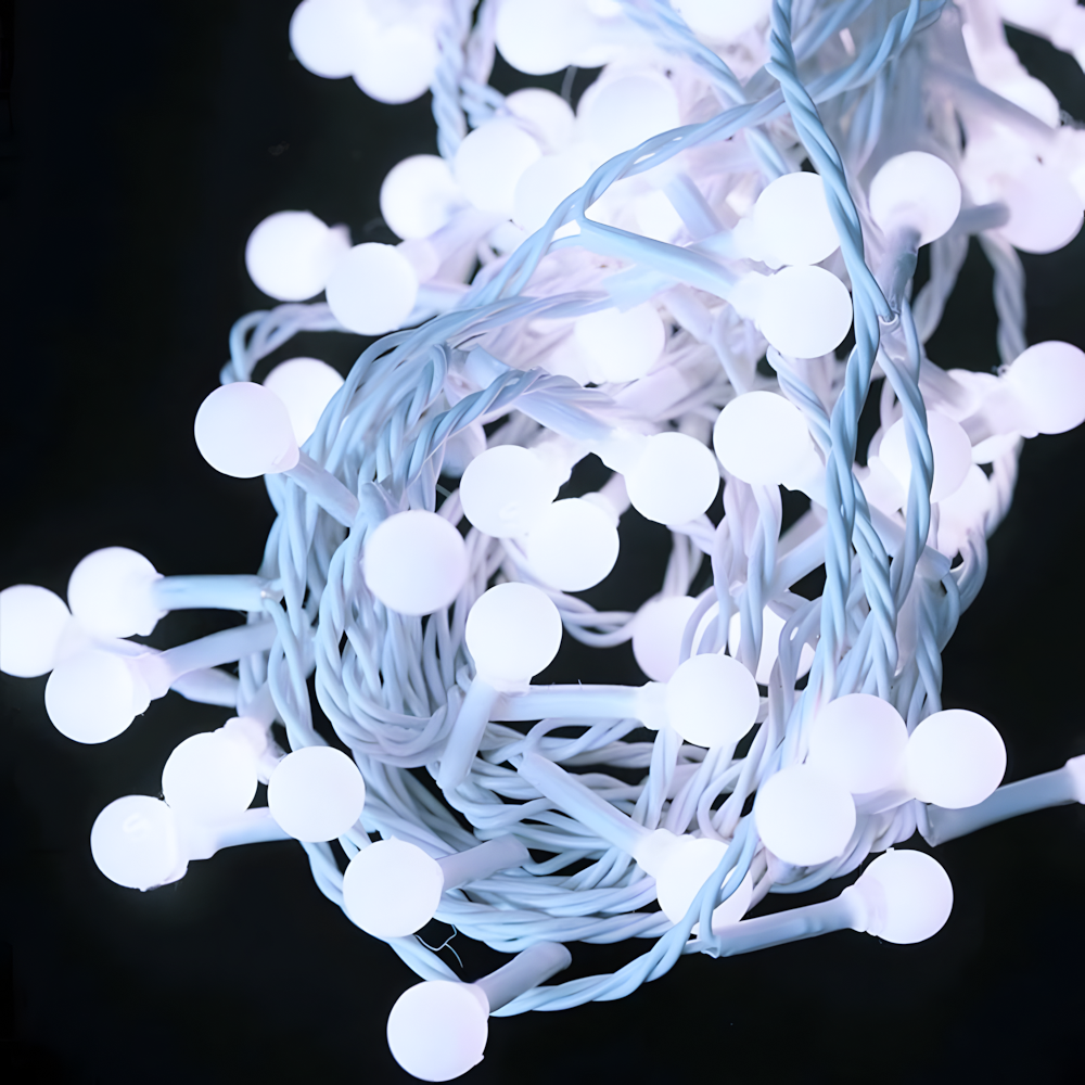 Гірлянда світлодіодна Кульки на ялинку 200 LED 10 мм 10 м білий провід Білий