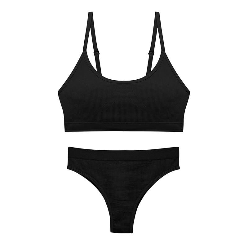 Комплект женского белья Lesko 0202 в рубчик XL 85 ABC Черный Комплект женского белья Lesko 0202 в рубчик XL 85 ABC Черный