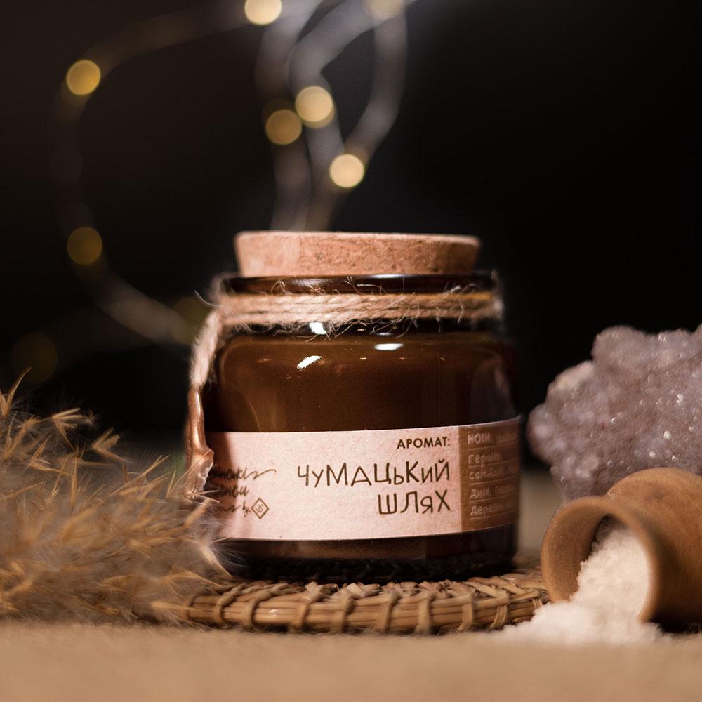Аромасвічка Українські Сенси Чумацький шлях із запахом багаття та розпеченого дерева 90 мл (19279480)