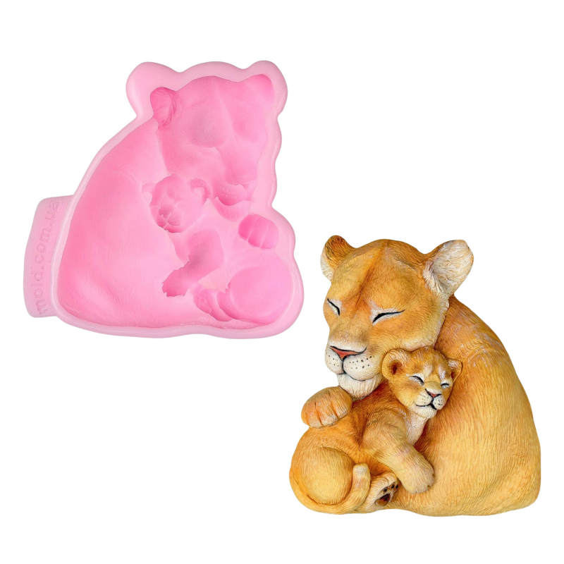 Молд силіконовий Левиця мама з малюком 2д (12770)