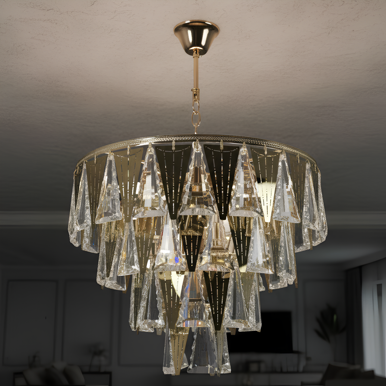 Люстра Sirius хрустальная с металлическим декором под шесть ламп Е27 Золотой (B E1863/6)