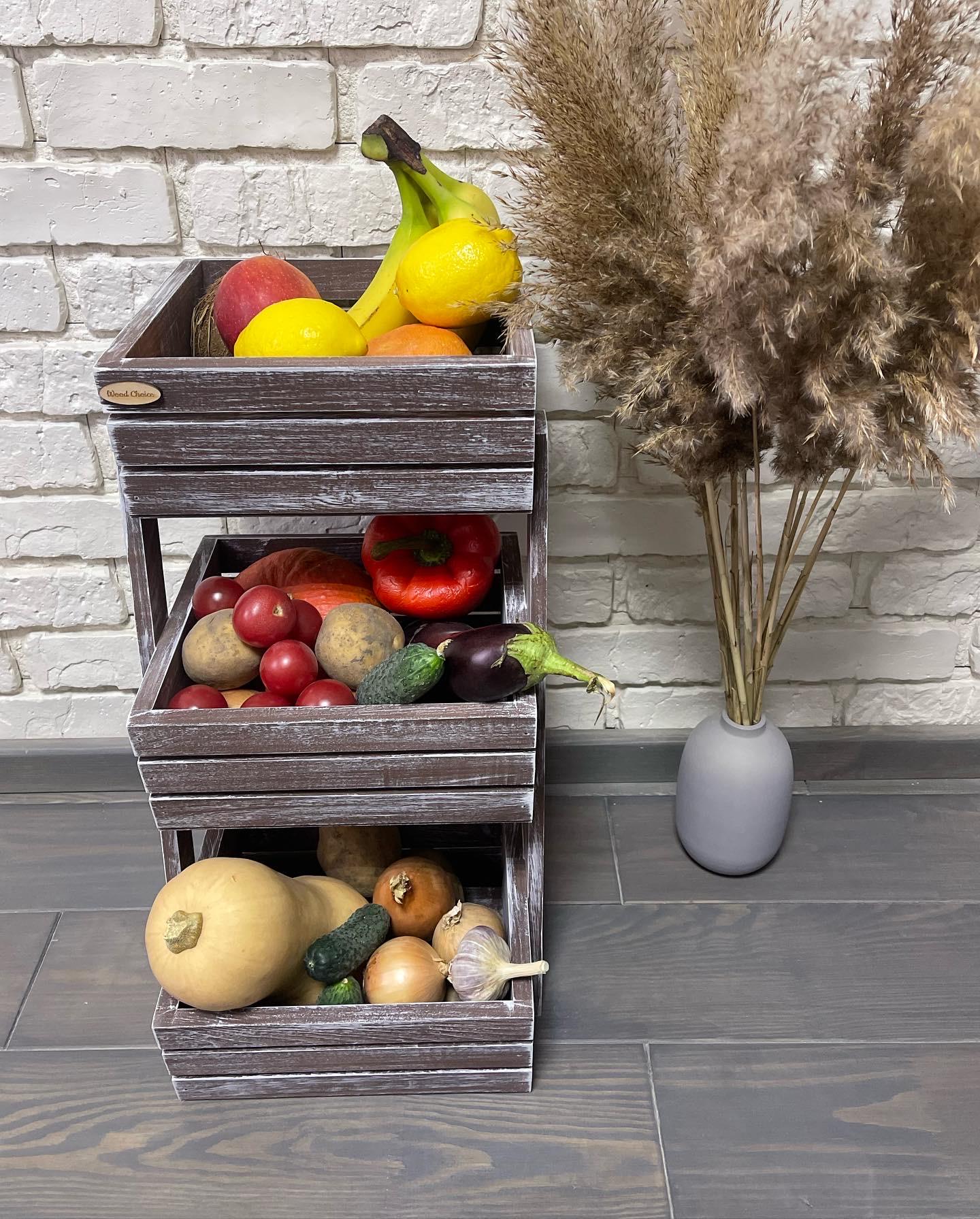 Ящик-фруктовниця дерев'яна 3 яруси Коричневий (153) - фото 2