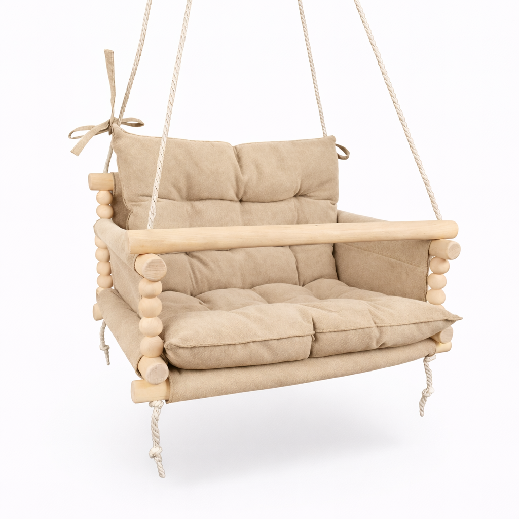 Детские качели подвесные Джуниор микровелюр Бежевый (gs-9111)