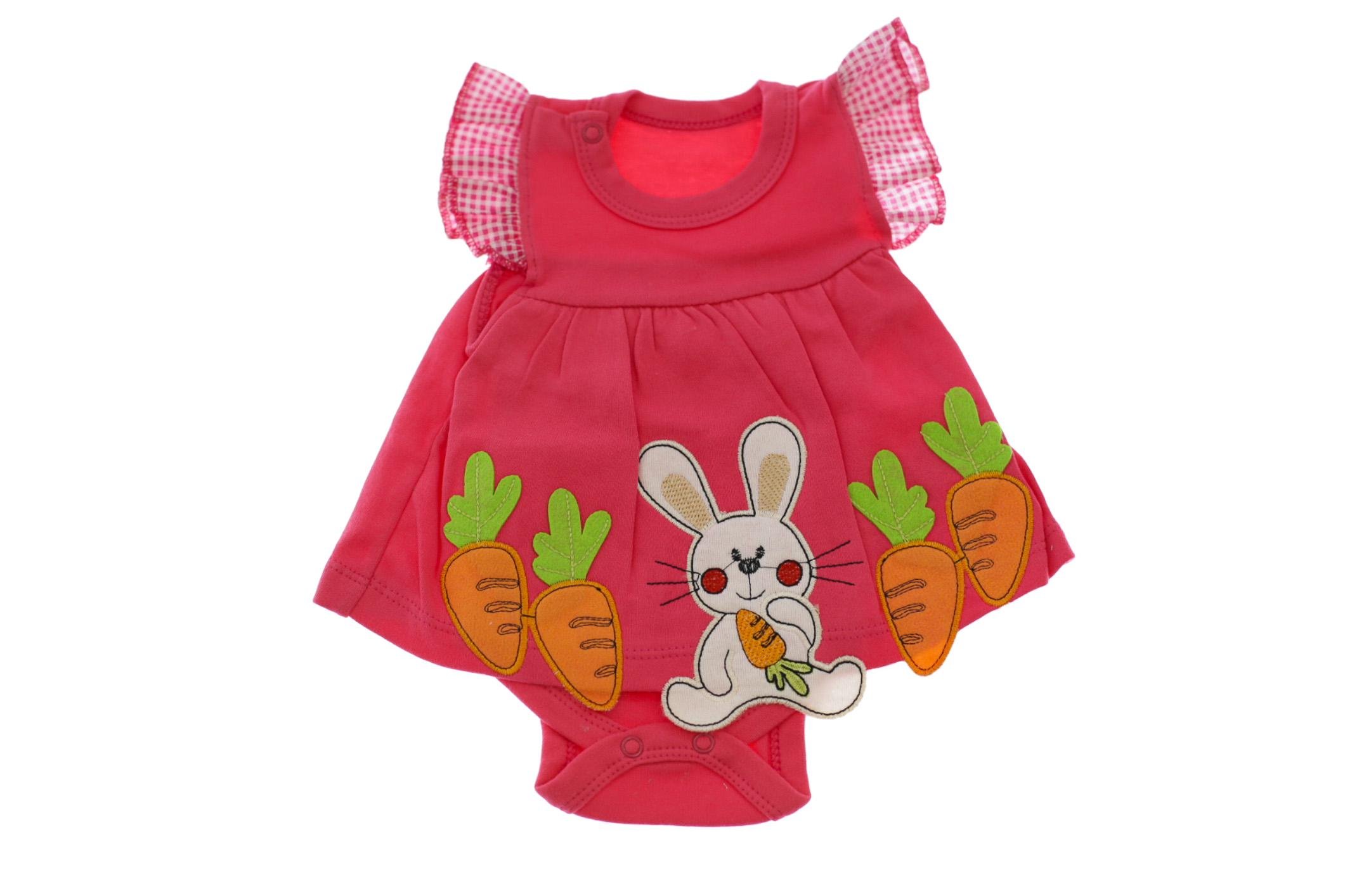 Боди-платье с коротким рукавом для девочки BABYKROHA Зайка интерлок 62 см Красный (32251)