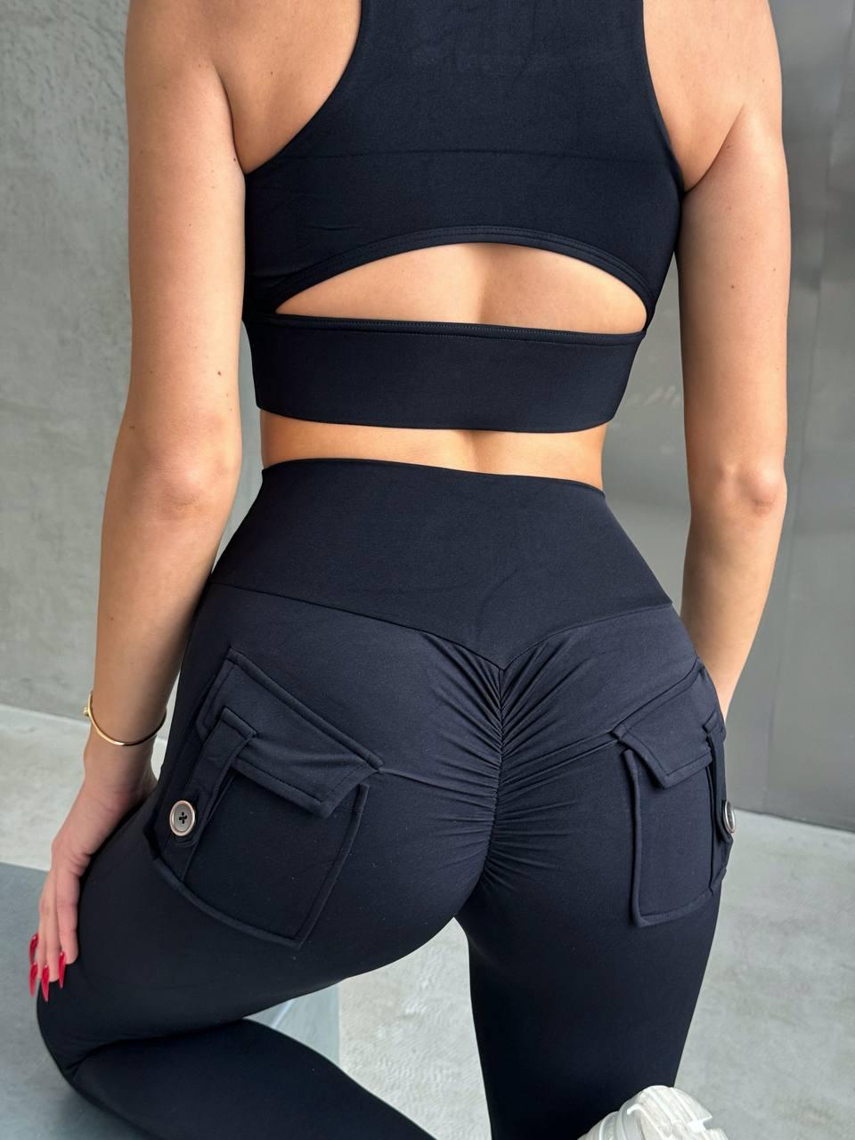 Леггинсы с карманами и эффектом пуш-ап S Черный (QB010000S) - фото 7 Леггинсы с карманами и эффектом пуш-ап S Черный (QB010000S) - фото 7