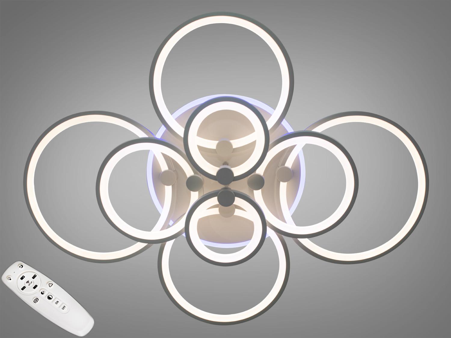 Люстра потолочная Diasha с диммером и подсветкой 175W Белый (8022/8WH 3col dim) Люстра потолочная Diasha с диммером и подсветкой 175W Белый (8022/8WH 3col dim)