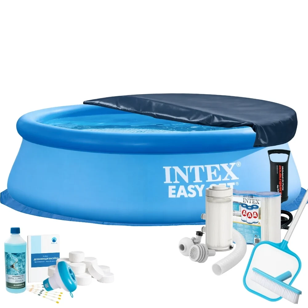 Бассейн круглый Easy Set Intex 28110-10в1 244х76 см с фильтром/набором по уходу Синий (147-9-28110-10 MaxPro )
