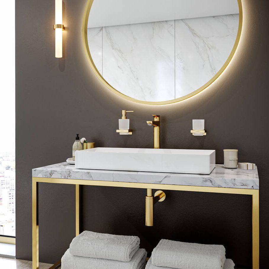 Дозатор для жидкого мыла Hansgrohe AddStoris настенный Золотой (41745990) - фото 2 Дозатор для жидкого мыла Hansgrohe AddStoris настенный Золотой (41745990) - фото 2