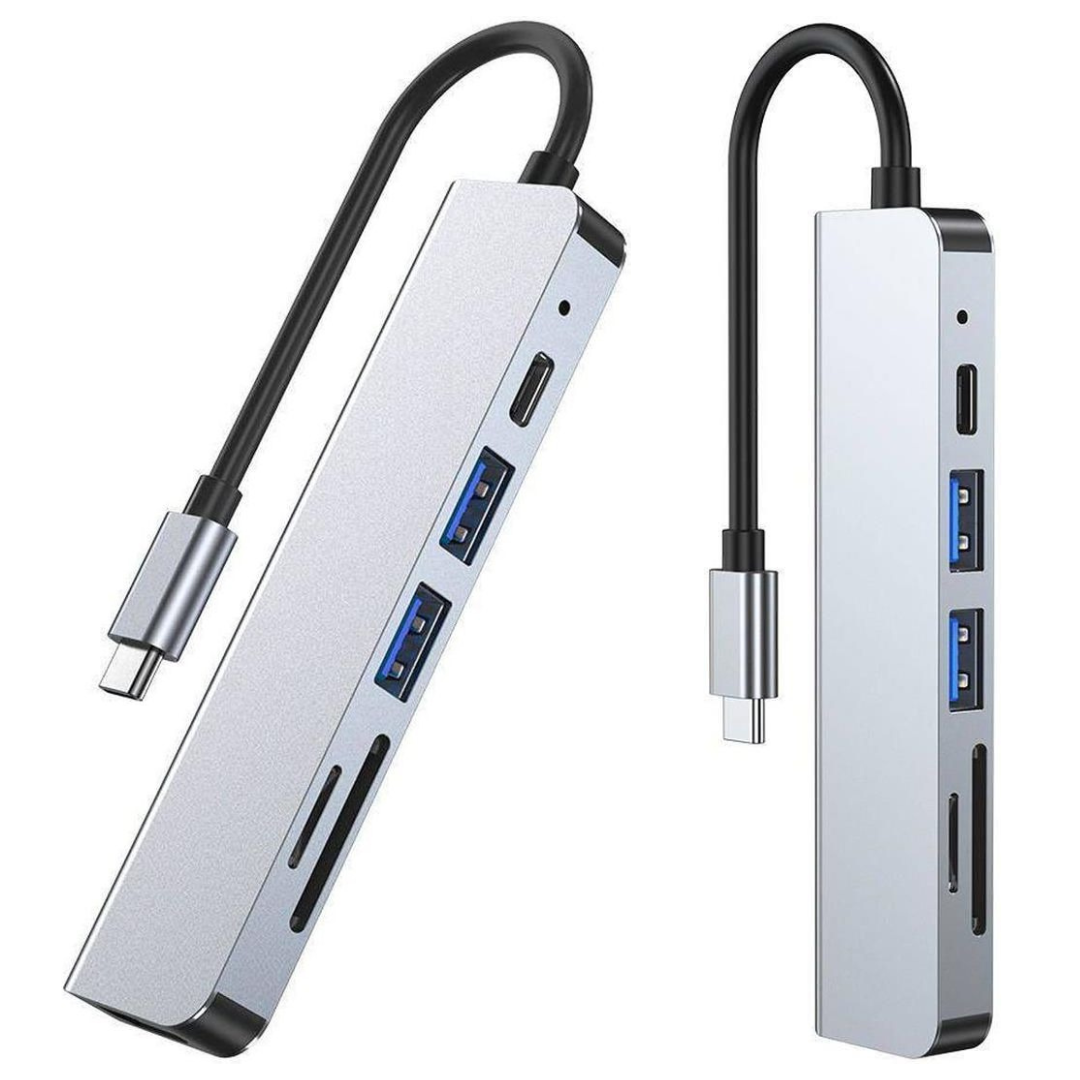 USB-хаб для ноутбука 6в1 4K HDMI 2 USB 3.0/SD/TF Card Reader/PD Female (Hub-6/1) - фото 11