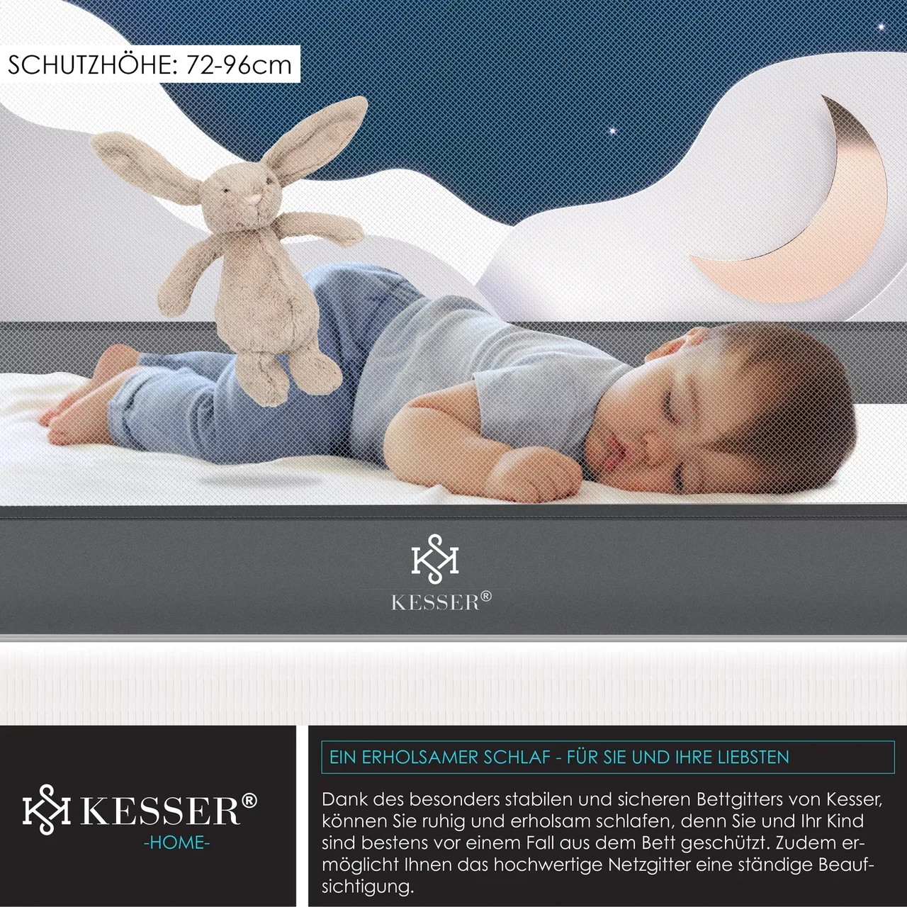 Огородження для дитячого ліжка KESSER 150 см Темно-сірий - фото 4