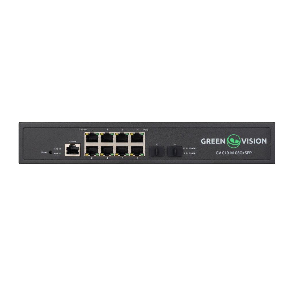 Коммутатор сетевой PoE GreenVision GV-019-M-08G+SFP 8 портов Черный (624376) Коммутатор сетевой PoE GreenVision GV-019-M-08G+SFP 8 портов Черный (624376)