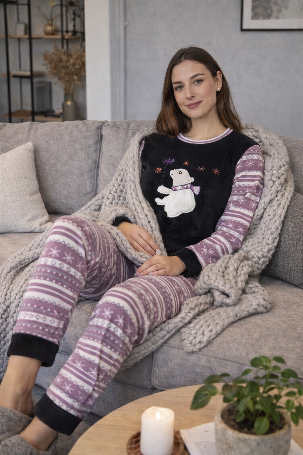 Піжама жіноча зимова/плюшева кофта/штани 2XL (2862-2XL)